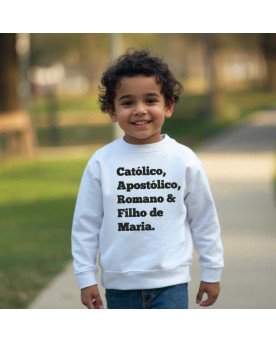 Casaco de Moletom Infantil Bordado Católico Filho de Maria