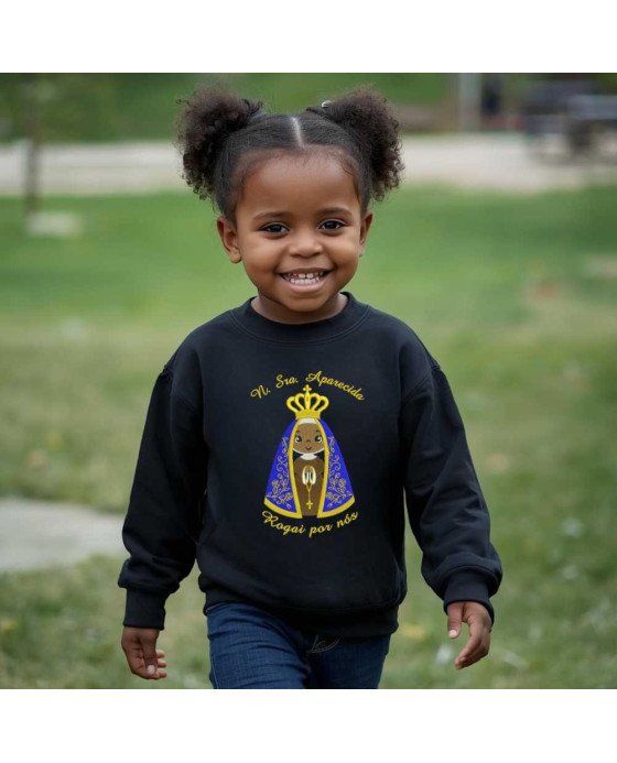 Moletom Infantil Bordado Nossa Senhora Aparecida em Desenho