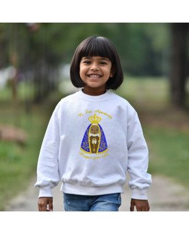 Moletom Infantil Bordado Nossa Senhora Aparecida em Desenho