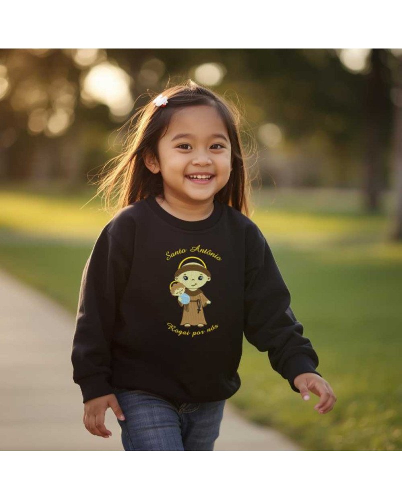 Moletom Blusa Frio Infantil Bordado Católico Santo Antônio Moletom Blusa Frio Infantil Bordado Católico Santo Antônio