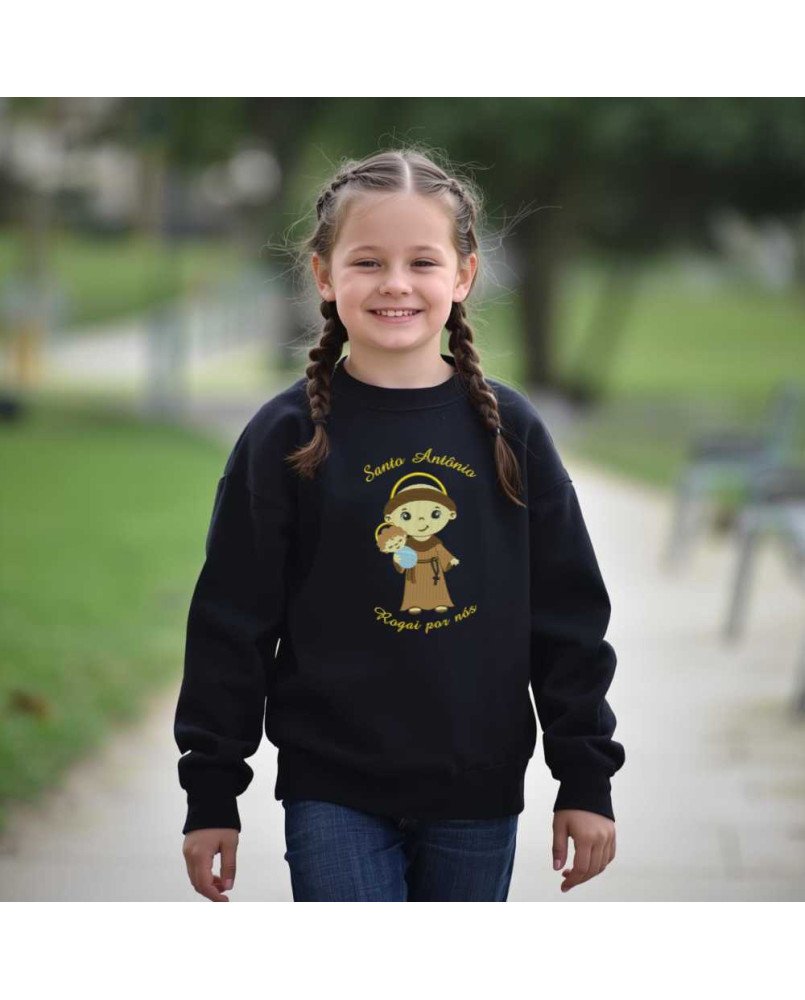 Moletom Blusa Frio Infantil Bordado Católico Santo Antônio Moletom Blusa Frio Infantil Bordado Católico Santo Antônio