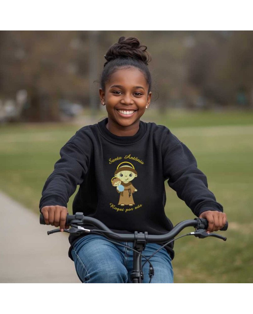 Moletom Blusa Frio Infantil Bordado Católico Santo Antônio Moletom Blusa Frio Infantil Bordado Católico Santo Antônio