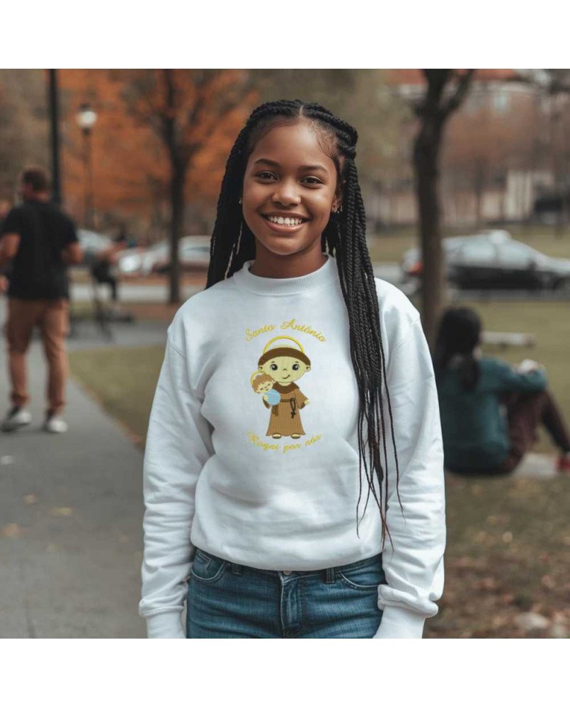 Moletom Blusa Frio Infantil Bordado Católico Santo Antônio Moletom Blusa Frio Infantil Bordado Católico Santo Antônio