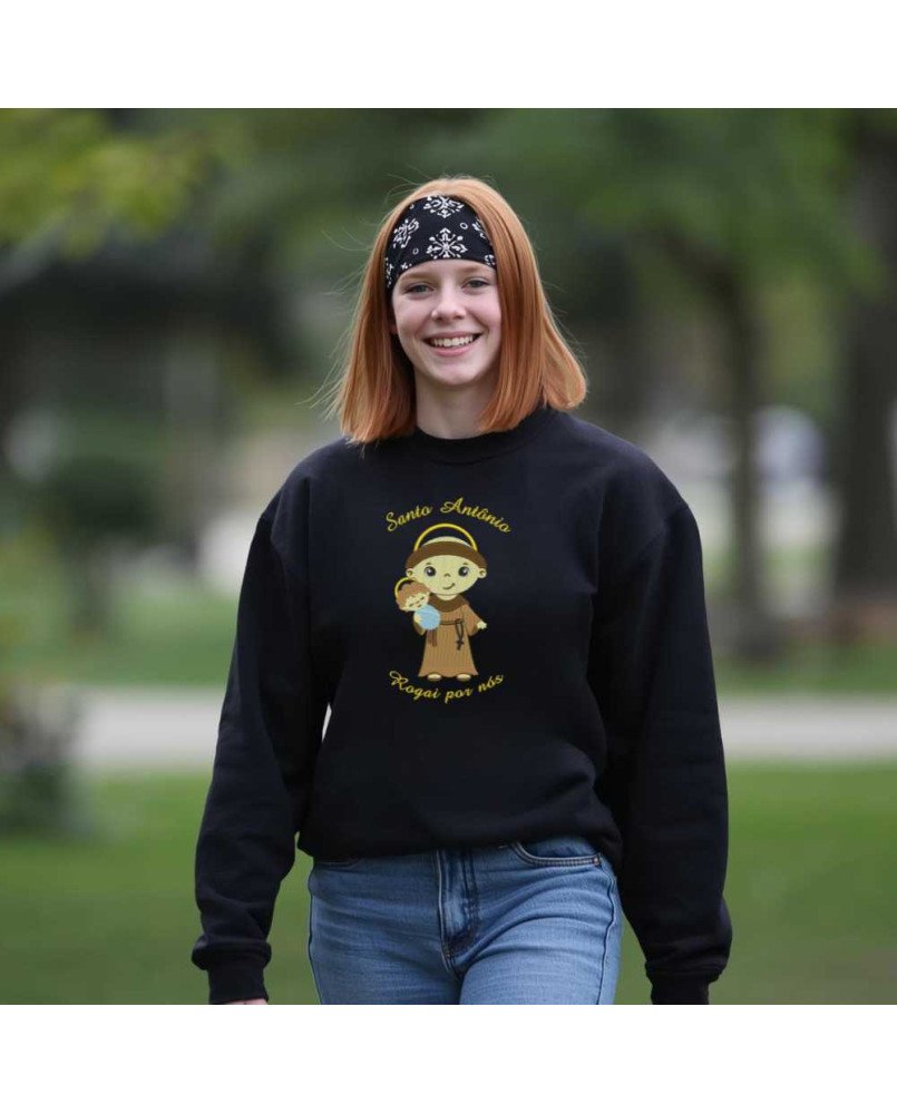 Moletom Blusa Frio Infantil Bordado Católico Santo Antônio Moletom Blusa Frio Infantil Bordado Católico Santo Antônio