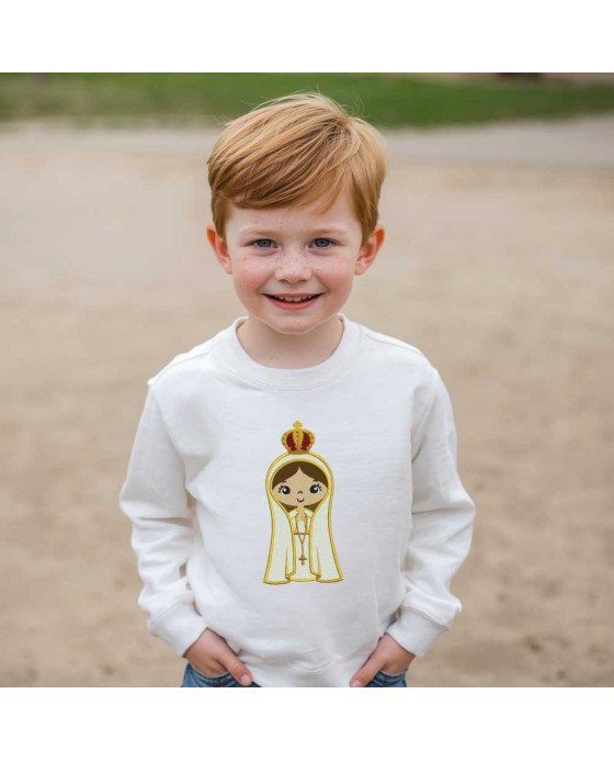 Moletom Blusa Frio Infantil Bordado Nossa Senhora de Fátima