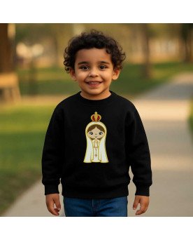 Moletom Blusa Frio Infantil Bordado Nossa Senhora de Fátima