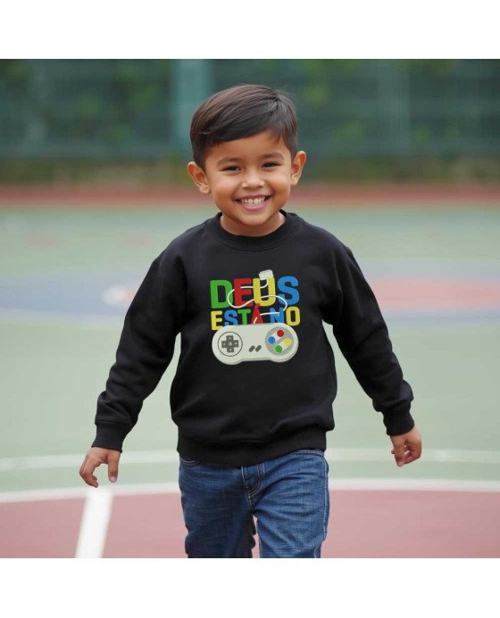 Moletom Blusa de Frio Infantil Bordado Deus Está no Controle