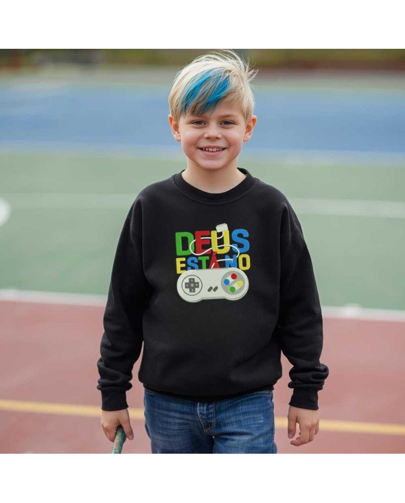 Moletom Blusa de Frio Infantil Bordado Deus Está no Controle Moletom Blusa de Frio Infantil Bordado Deus Está no Controle