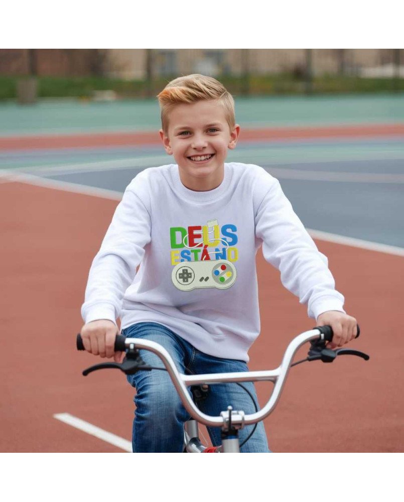 Moletom Blusa de Frio Infantil Bordado Deus Está no Controle Moletom Blusa de Frio Infantil Bordado Deus Está no Controle