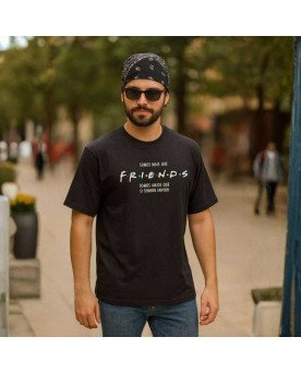 Camisa Masculina de Malha Bordada Moda Cristã Gospel Friends