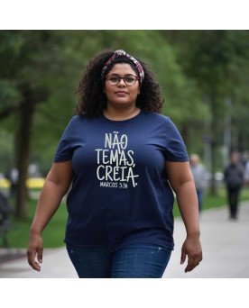 Camisa de Malha Cristã Feminina Bordada “Não Temas, Creia!”