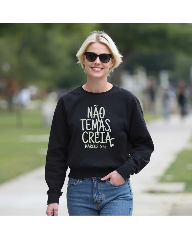 Moletom Flanelado Feminino Moda Católica “Não Temas, Creia!” Moletom Flanelado Feminino Moda Católica “Não Temas, Creia!”