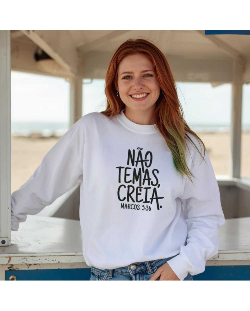 Moletom Flanelado Feminino Moda Católica “Não Temas, Creia!” Moletom Flanelado Feminino Moda Católica “Não Temas, Creia!”