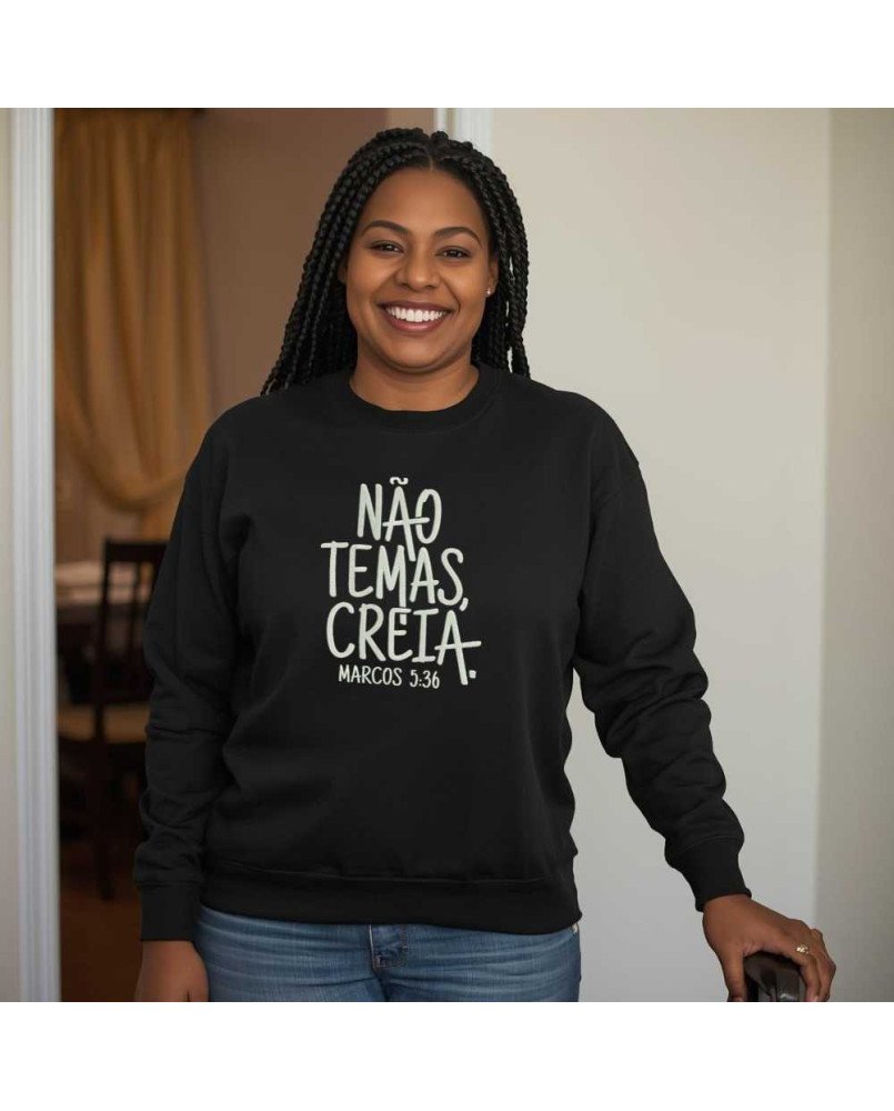 Moletom Flanelado Feminino Moda Católica “Não Temas, Creia!” Moletom Flanelado Feminino Moda Católica “Não Temas, Creia!”