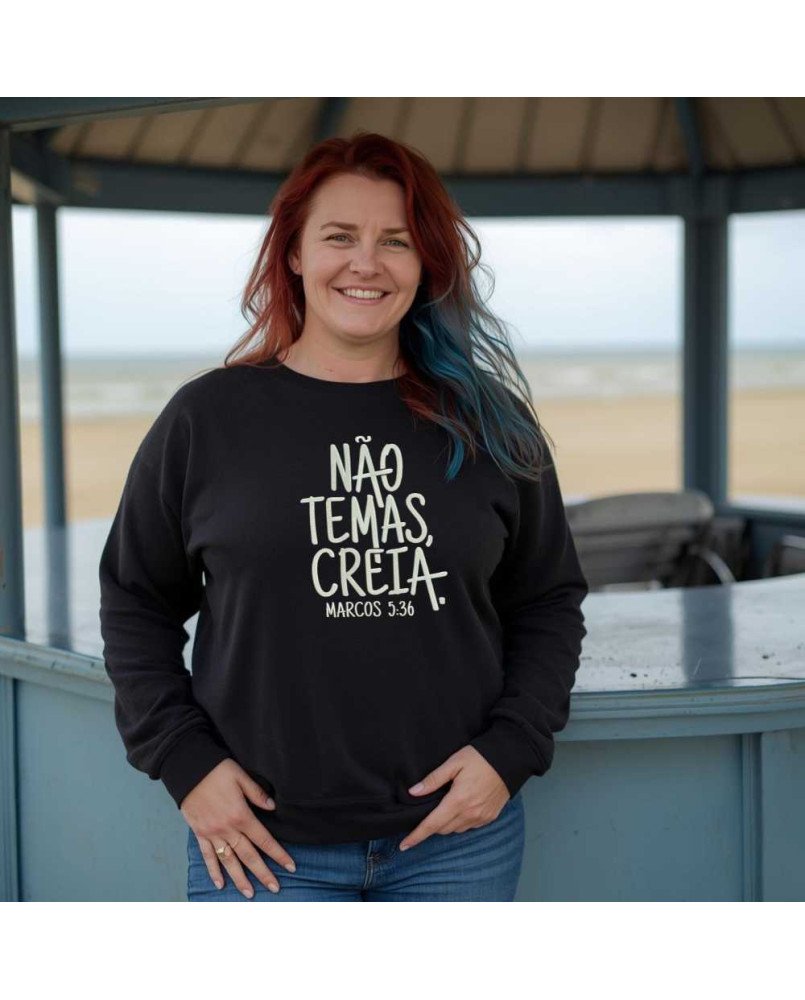 Moletom Flanelado Feminino Moda Católica “Não Temas, Creia!” Moletom Flanelado Feminino Moda Católica “Não Temas, Creia!”