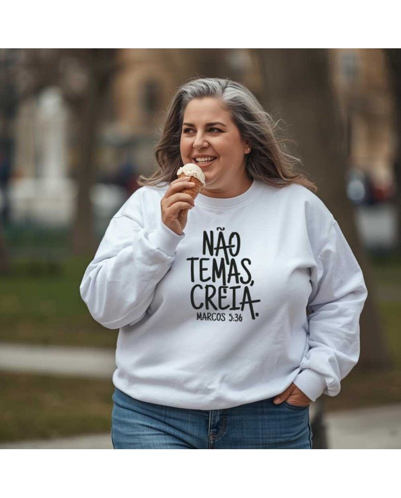 Moletom Flanelado Feminino Moda Católica “Não Temas, Creia!” Moletom Flanelado Feminino Moda Católica “Não Temas, Creia!”
