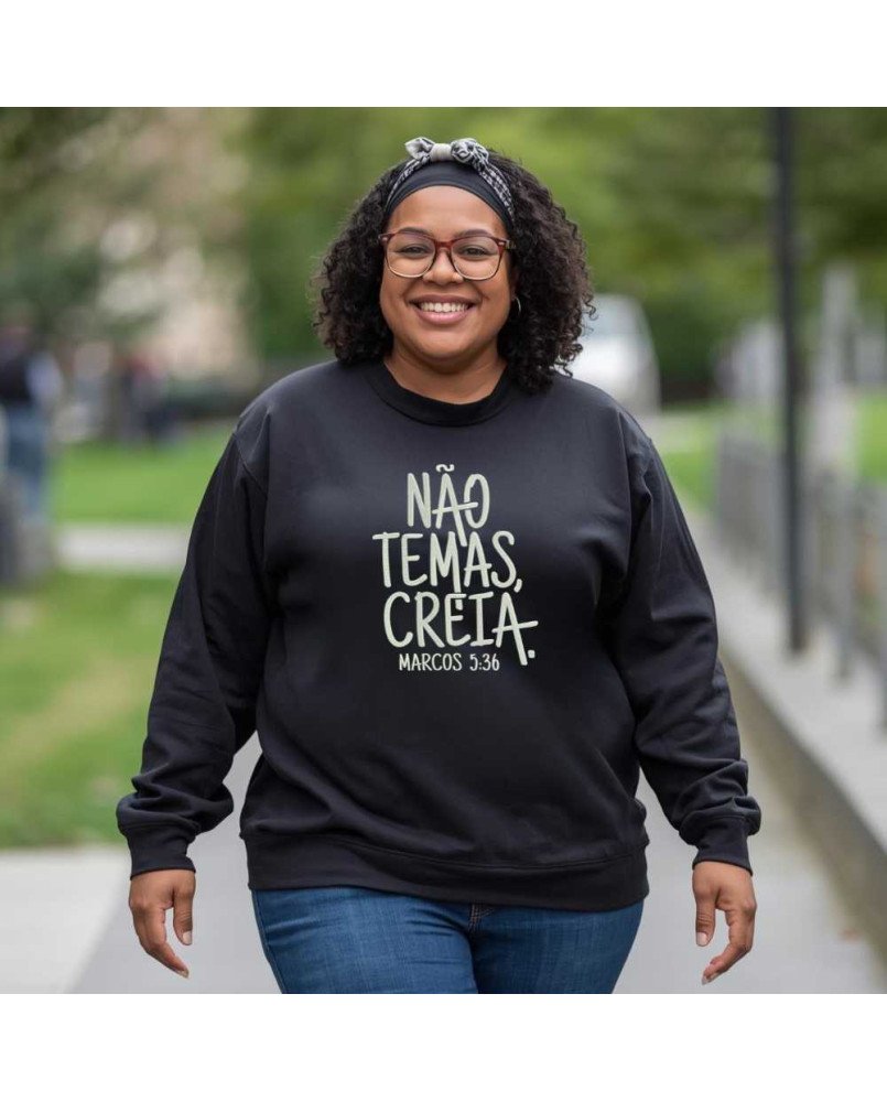 Moletom Flanelado Feminino Moda Católica “Não Temas, Creia!” Moletom Flanelado Feminino Moda Católica “Não Temas, Creia!”