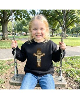 Moletom Infantil Moda Católica Bordado Cristo Crucificado
