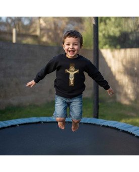 Moletom Infantil Moda Fé Cristã Bordada Cristo Crucificado