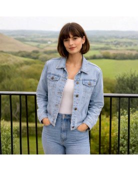 Jaqueta Jeans Feminina Bordada Santidade Fé Santa Teresinha