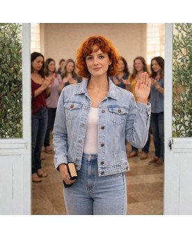 Jaqueta Jeans Feminina Moda Fé Bordada Coração igual ao Teu