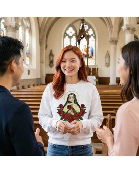 Moletom Santa Terezinha Católico Feminino Bordado Cristão
