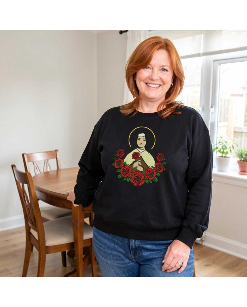 Moletom Santa Terezinha Católico Feminino Bordado Cristão Moletom Santa Terezinha Católico Feminino Bordado Cristão