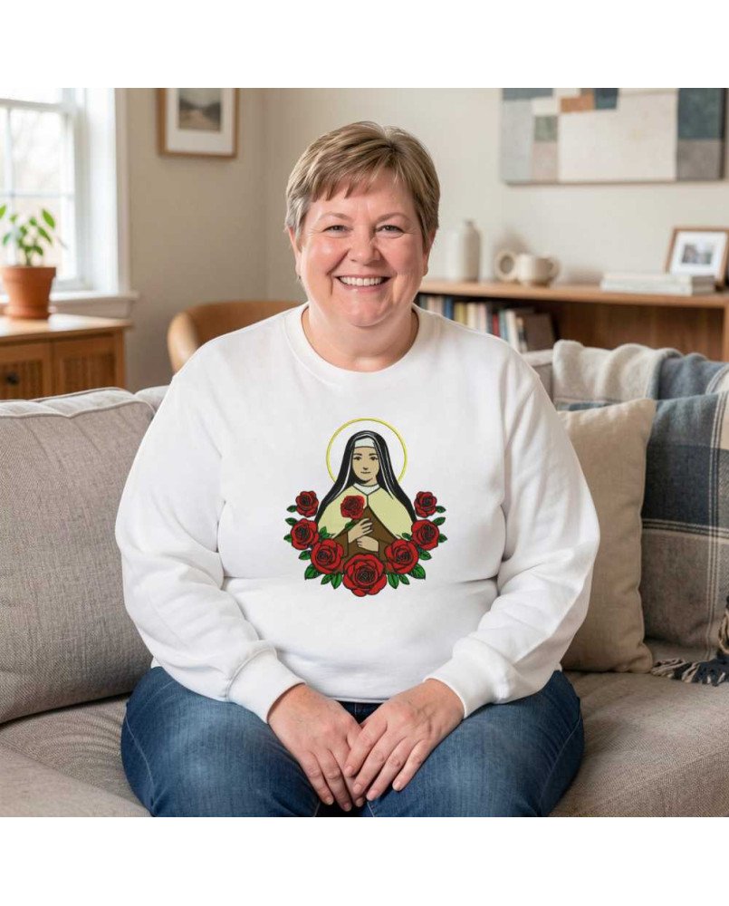 Moletom Santa Terezinha Católico Feminino Bordado Cristão Moletom Santa Terezinha Católico Feminino Bordado Cristão