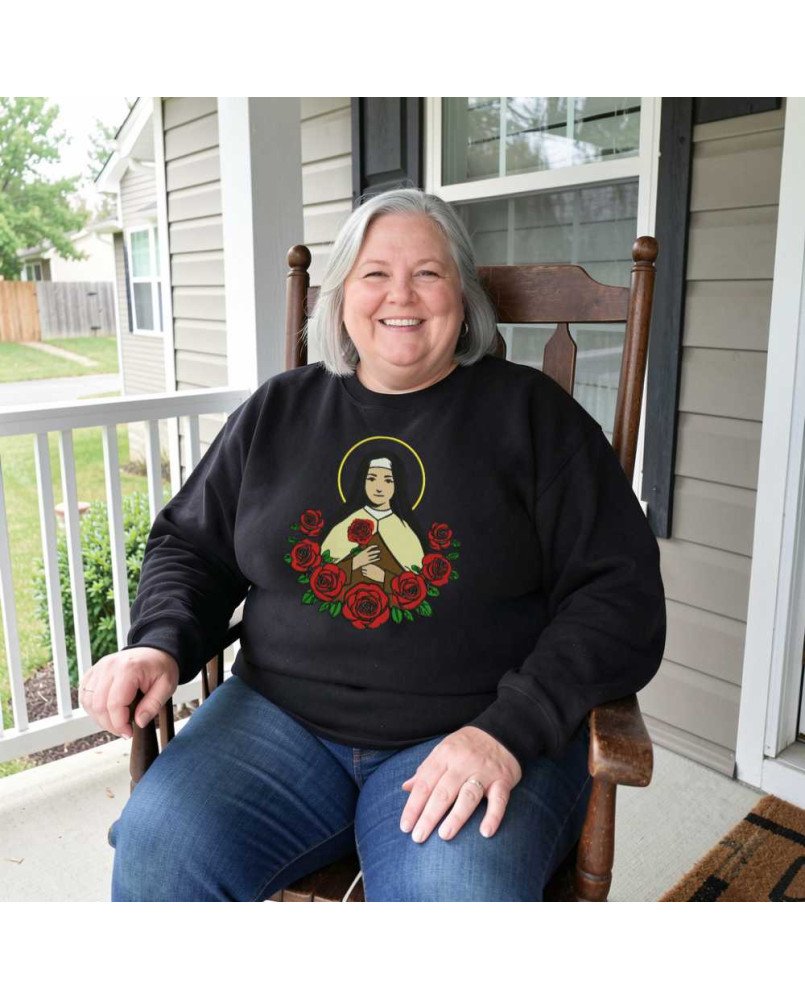 Moletom Santa Terezinha Católico Feminino Bordado Cristão Moletom Santa Terezinha Católico Feminino Bordado Cristão
