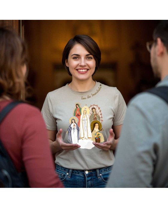 Camiseta Feminina Bordada Sou da Imaculada Nossa Senhora