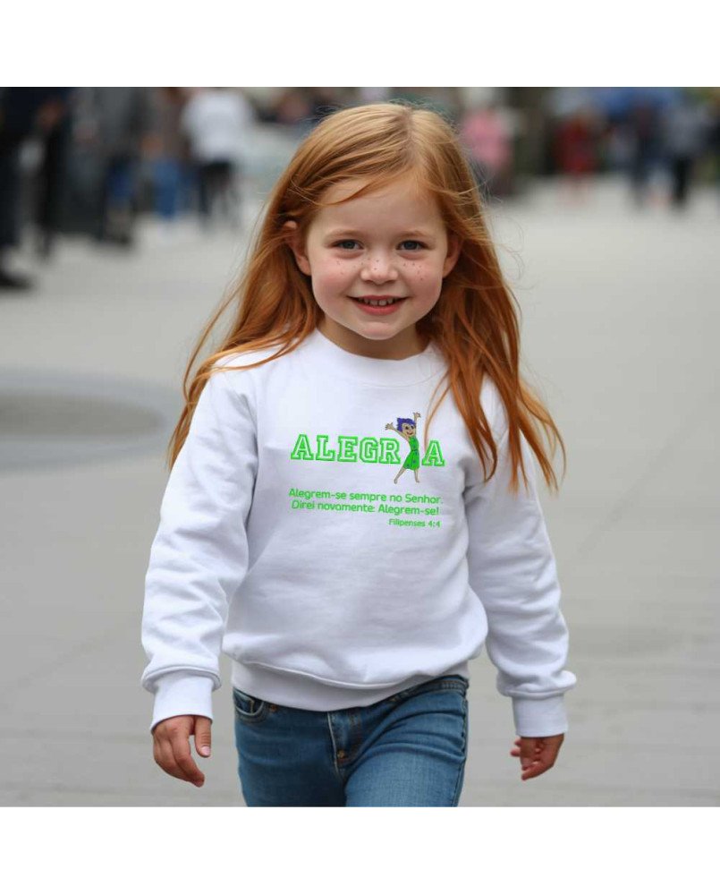Moletom Infantil Feminino "Alegria" Moda Fé Cristã Católica Moletom Infantil Feminino "Alegria" Moda Fé Cristã Católica