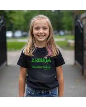 Camisa Malha Bordada Menina Algodão Cristã Católica Alegria